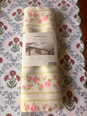 Floral Stripe Table Runner - Pink & Green